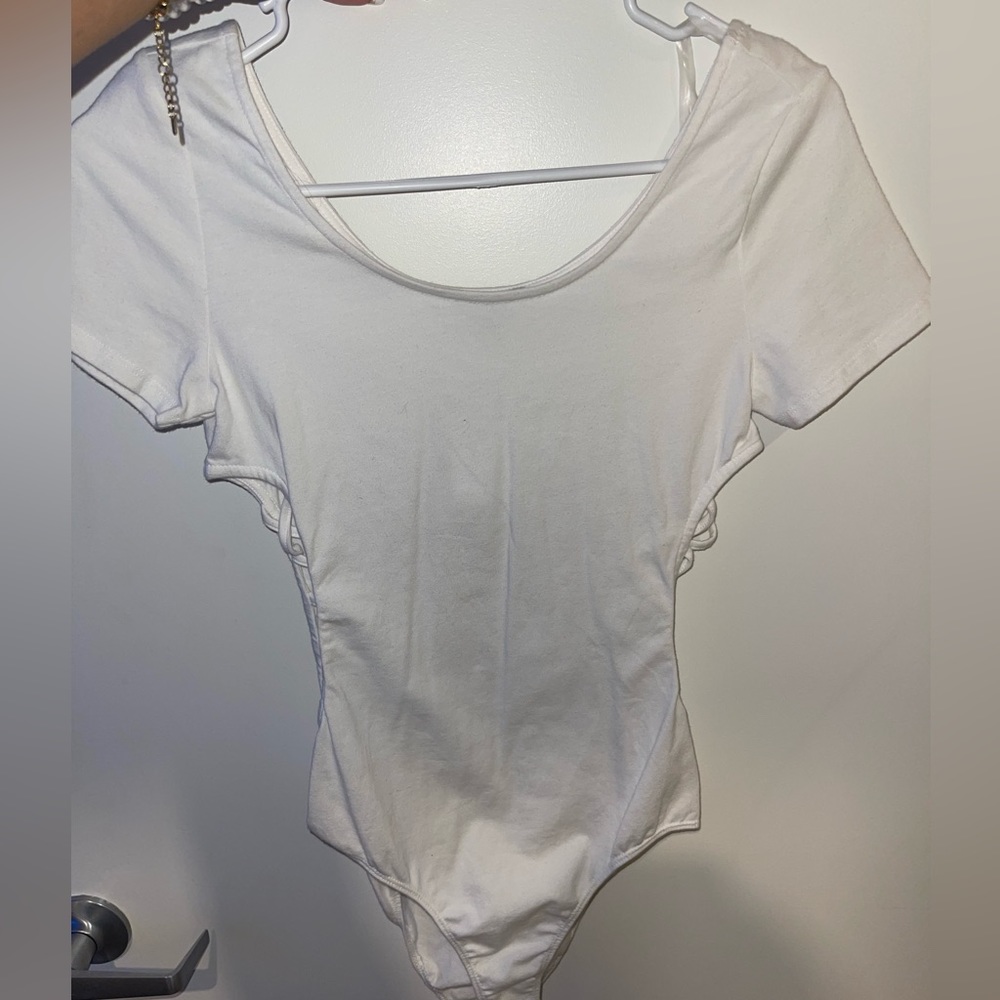 White bodysuit with braided side